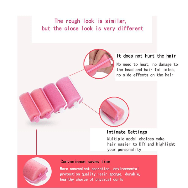 Sponge Hair Rollers Foam Styling Wave Curler 12/24 Pcs 12PCS