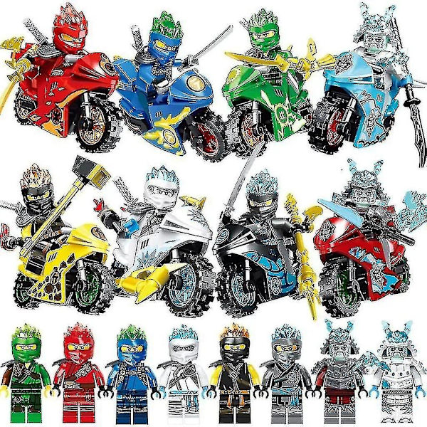 Ninja Building Blocks Motorcycle Doll Model Toy 8pcs/set