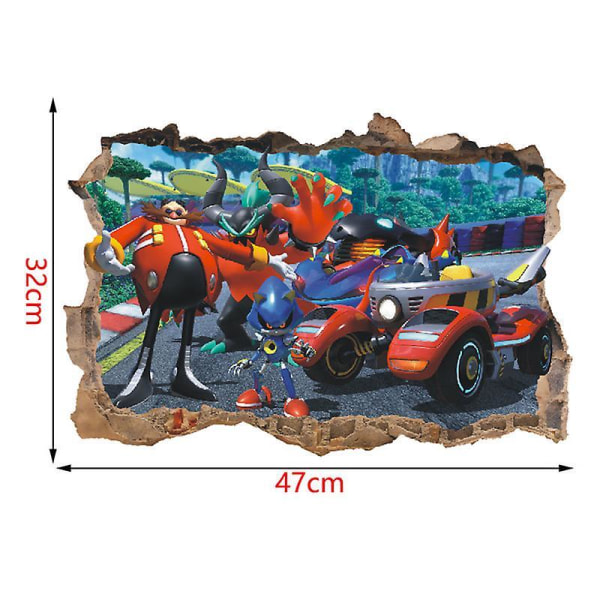 Sonic The Hedgehog Wall Sticker Kids Room Graffiti Decoration 3d Broken Wall Cartoon Game Sticker Removable Pvc-jex90050:47cm*47cm JBW9531 47*32cm