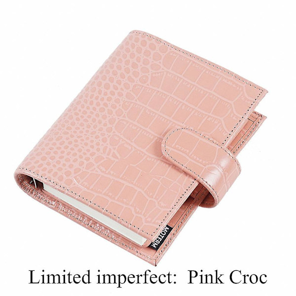 Limited Imperfect Moterm Regular Pocket Rings Planner Genuine Cowhide Leather A7 Notebook Agenda Organizer Journey Sketchbook Pink Croc