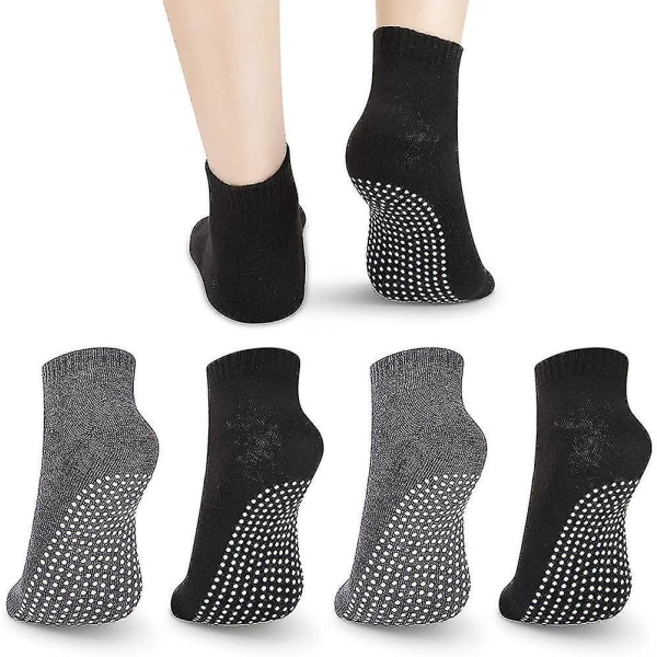 Anti Slip Socks Non Skid Cotton Socks,4 Pairs Unisex Grip Socks For   Home