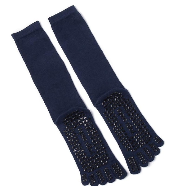 1 Pair mid-calf toe socks male silicone non-slip sports football basketball cotton socks Blue