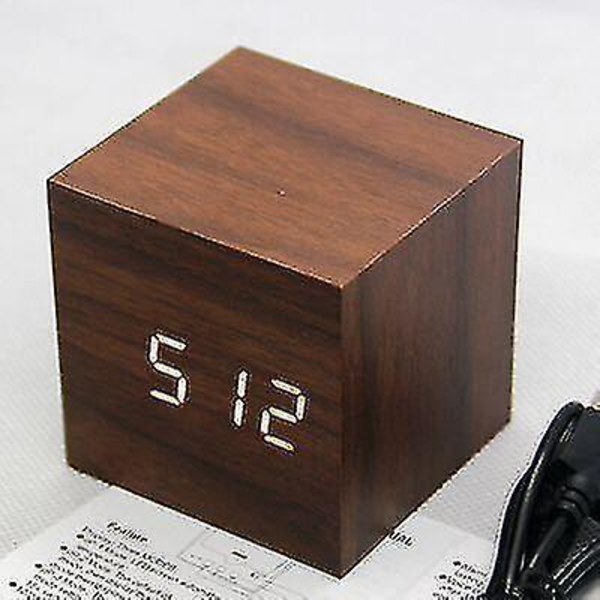 Gingko Cube Led Click Clock Alarm Clock With Sound Activation (time, Date & Temperature) Various Colours A10 Black red