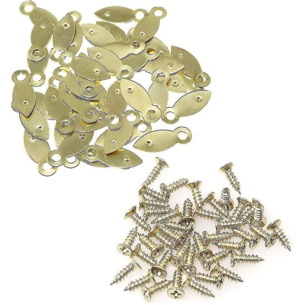 100pcs Golden Picture Frame Flat Turn Buttons 8 X 22mm With Mounting Screws