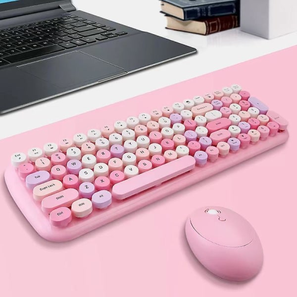 Wireless Keyboard And Mouse Combination, Sweet Mixed Color Cute Keyboard And Mouse Combination, (light Pink Mixed)