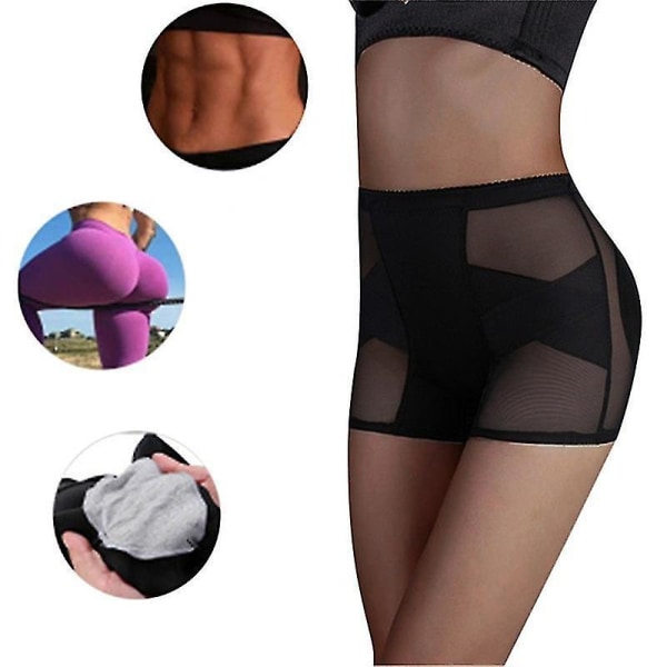 Ladies Butt Lift Tummy Control Panties Padded Fake Ass Breathable Underwear Black L