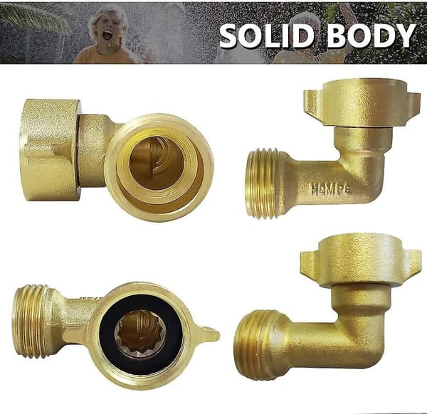 Garden Hose Connector 90 Degree Brass Garden Hose Elbow Solid Brass Adapter (4pcs)+ Extra 4 Pressure Washers