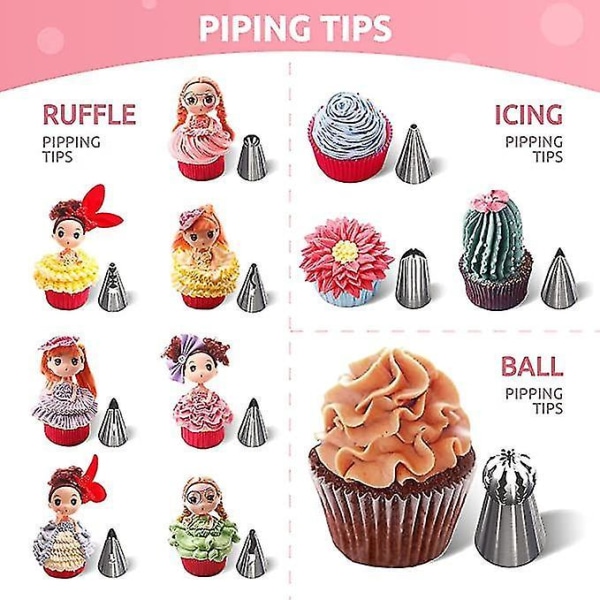 42pcs Baking Supplies Kit With Storage Gift Box Cake Decorating Complete Set 12 Russian Tulip Icing Piping Nozzles - Flower Shaped Frosting Nozzles Ki