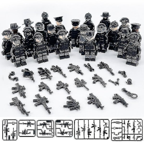 Military Building Blocks Series Black Special Police And Off-road Vehicle Set Small Particles