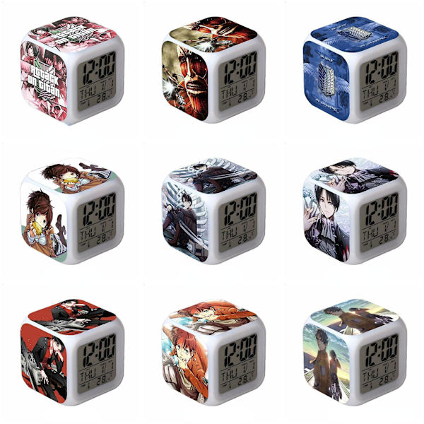 Attack On Titan Anime Colorful Color Changing Gift Creative Alarm Clock Child Alarm Clock Gift -a23