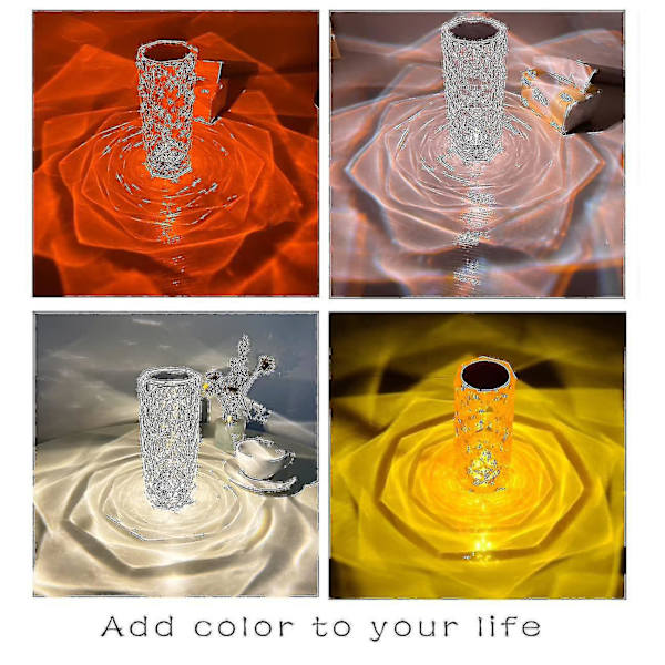Crystal Diamond Table Lamp, 16 Colors Usb Charging Touch Lamp Bedside Night Light With Remote Control