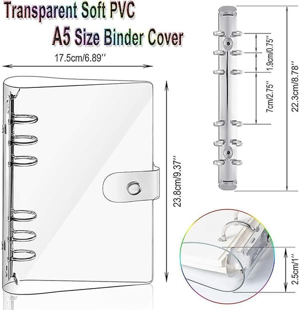2 Pcs A5 Clear Soft Pvc Notebook Cover, Refillable Paper Pvc Binder, Loose Leaf