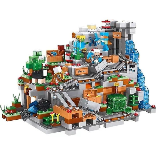 Mountain Cave My World Bricks The Mine Mechanism Minecraftinglys Building Block Action Figures Compatible My World Set Gifts Toy