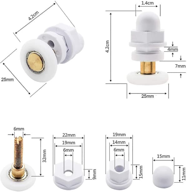 Shower Door Sliding Casters, Durable, Waterproof And Rust-proof (pack Of 4)