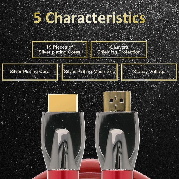 Doonjiey 0.5m/1m/1.8m Gold Plated Lead 8k High Speed Uhd 3d Hdmi-compatible Cable For Hdtv 0.5M