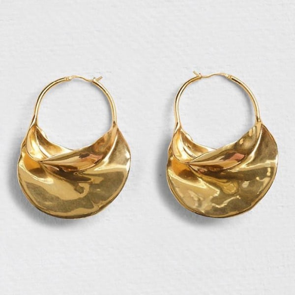 Enamel Statement Huggie Earrings Gold   31G