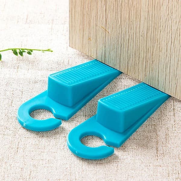 1 Pc Hanging Rubber Door Stop Wedge Safety Protector Stopper Block With Hook Gray