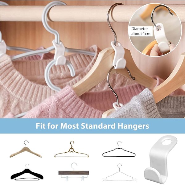 30 Pack Hanger Connector Hooks, Space Saving White Hanger Hooks, Mini Clothes Connector, Multi-layer Stackable Hanger Extender For Wardrobe, Closet, W