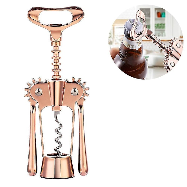 Wing Corkscrew Wine Bottle Opener All-in-one Stainless Steel Winged Corkscrew Used In Kitchen Chateau Restaurant Bars Rose Gold