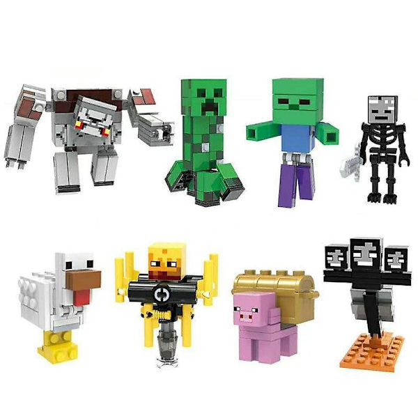 The Steve Alex Villager Skeleton Enderman Action Figures Model Building Blocks Bricks Set Gifts Toys For Children F set