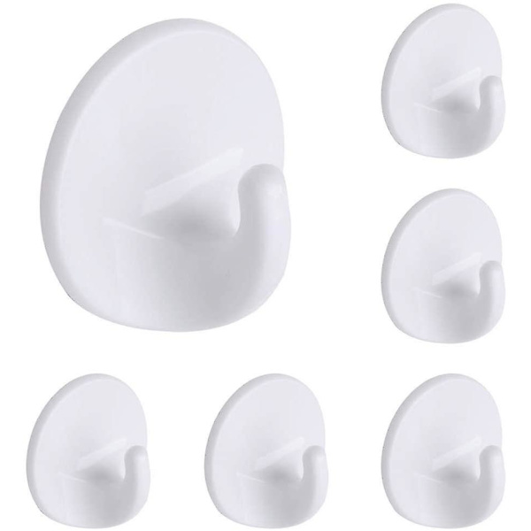 6-piece Self-adhesive Hook, Wall-mounted