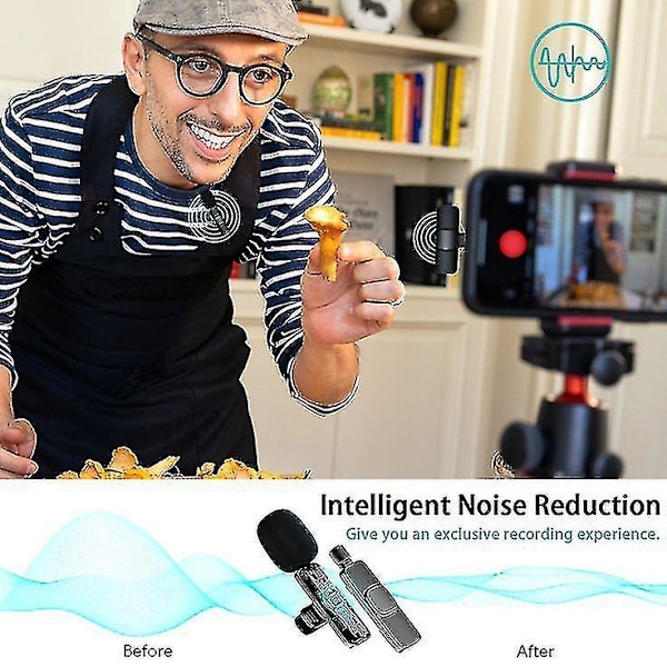 Wireless Microphone For Iphone Ipad, Wireless Lavalier Microphone With Noise Reduction Automatic Synchronization Function