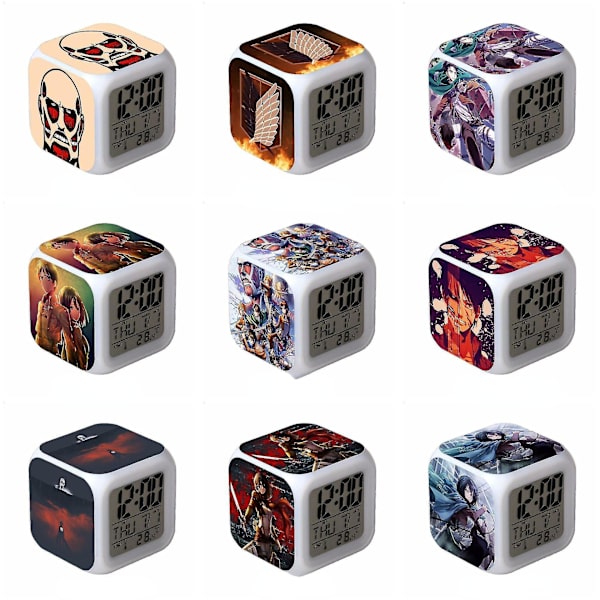 Attack On Titan Anime Colorful Color Changing Gift Creative Alarm Clock Child Alarm Clock Gift -a1