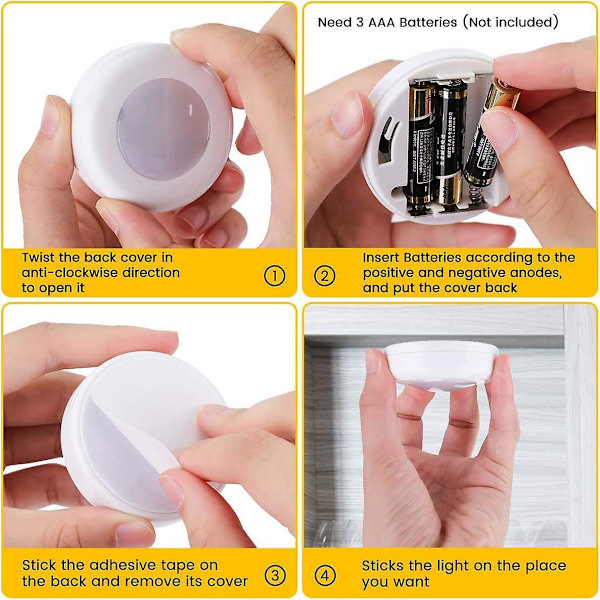 Closet/cabinet Lights, 6pcs Led Lights Cordless Warm White 4000k Dimmable, Battery Operated With Touch And Remote