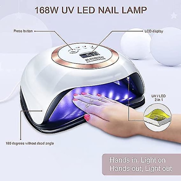 168w Uv Led Gel Nail Lamp Gel Polish Dryer Lamp 4 Timer Setting Auto Sensor--(niubi)