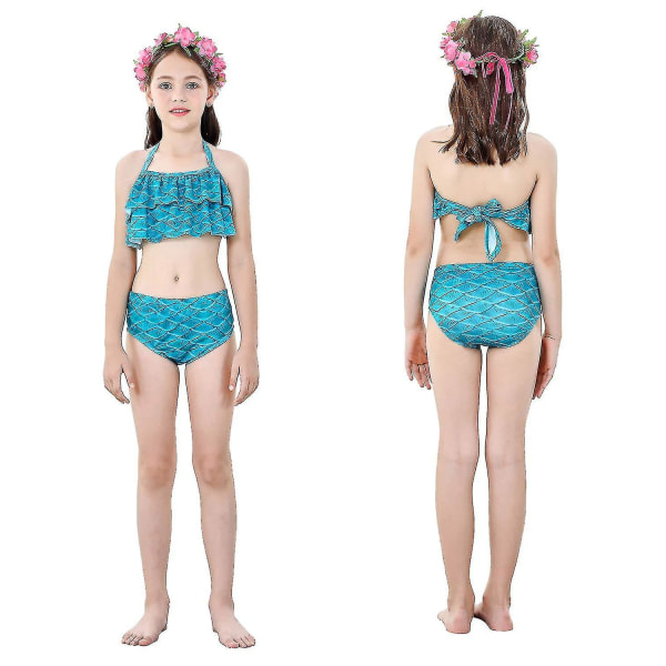 Kids Girls Mermaid Tail Bikini Set Swimwear Swimsuit Swimming Costume Included Garland Headband Color 1 10-11Years