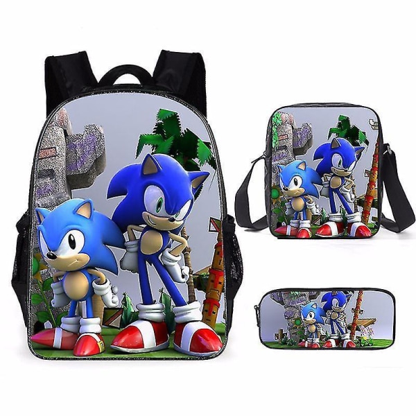 3pcs 3d Print Super Sonic Backpack Shoulder Bags Pencil Case Sonic 2