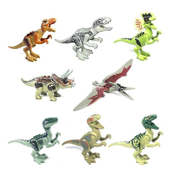 8pcs Dinosaur Age Jurassic Tyrannosaurus Rex Building Block Toy Set-style 1
