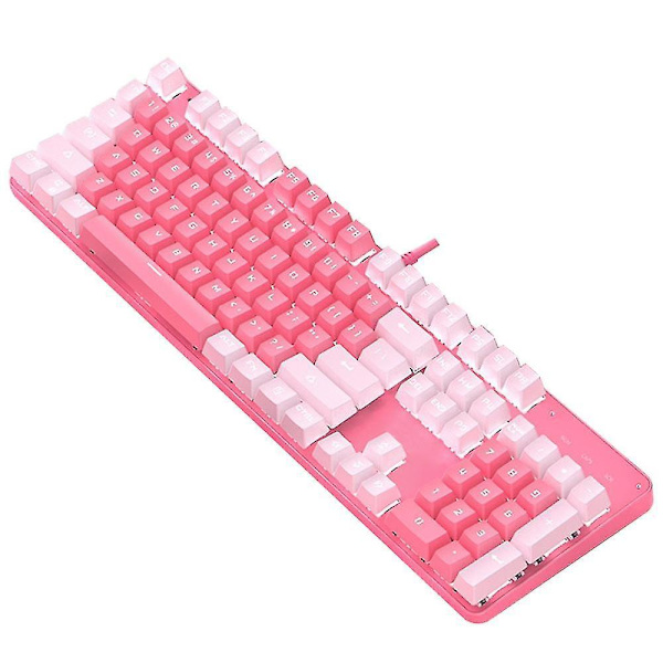 Real Mechanical Keyboard Cute Girl Heart Pink 104 Keys Led Backlit Gaming Keyboard For Gaming And Typing,compatible For Mac/pc/laptop White pink