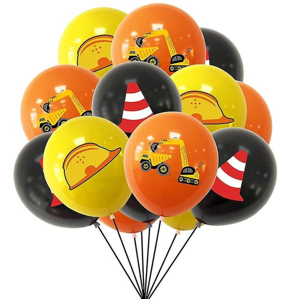 Engineering Vehicle Birthday Theme Pull Flag Cake Insert Balloon Set Excavator Banner Party Decoration Supplies Engineering Vehicle 1 Set Pull Flag 1
