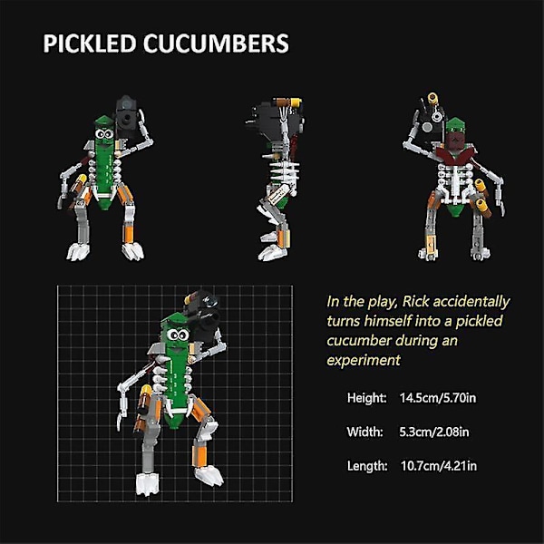 Anime Figures Ricked / Mortyed Pickle Rick Buildings Blocks Cartoon Pickled Cucumbers Rickrick Bricks Toys For Children Gift