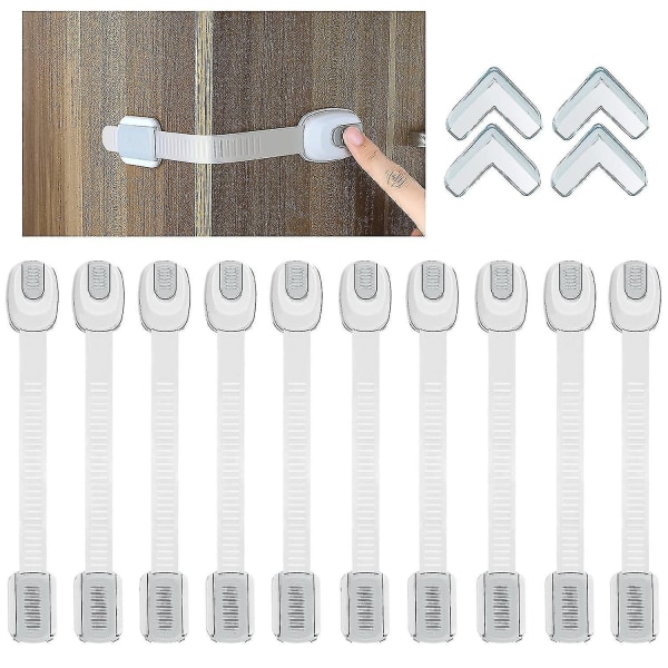 Baby Proofing Child Safety Locks Childproof Cabinet Latches With 3m Adhesive For Fridge, Cabinets, Drawers 10 pack
