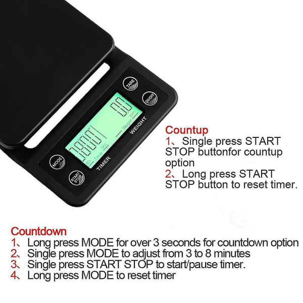 3kg 0.1g 5kg 0.1g Coffee Weighing 0.1g Drip Coffee Scale With Timer Digital Kitchen Scale High Precision Lcd Scales black 5Kg