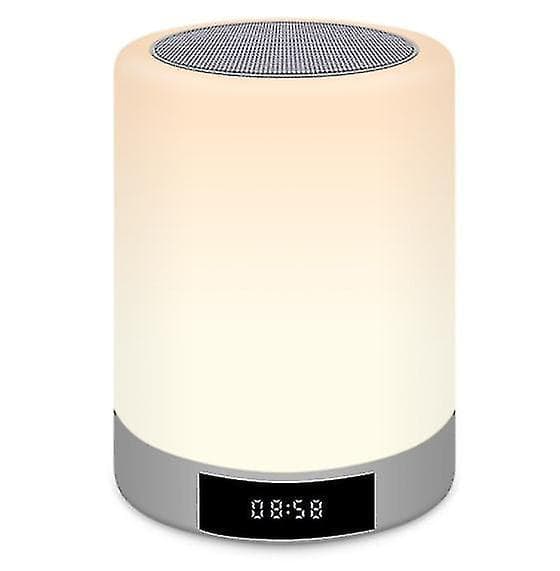 Wireless Bluetooth Speaker With 7-color Led Light, Warm Night Light And Alarm Clock(white)