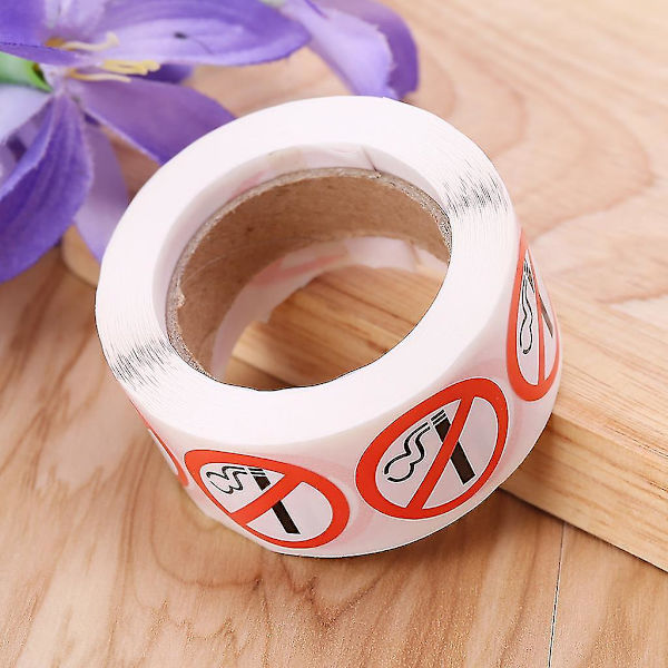 500pcs 1" Inch No Smoking Warning Sticker Adhesive Labels Roll With Logo Round D