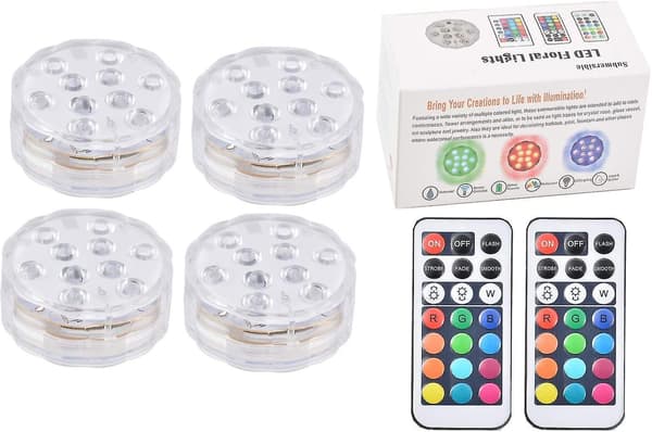 4 Pcs Waterproof Underwater Light For Vase Base, Bath Tub, Decoration