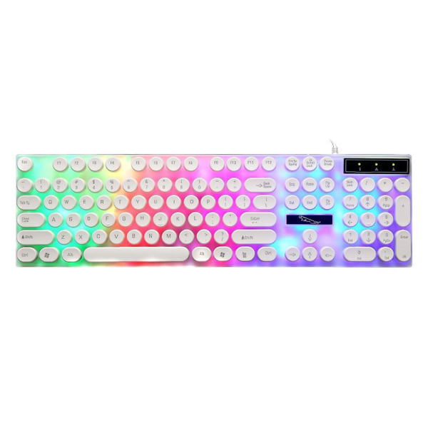 Glowing Keyboard With Round Keycaps For Pc/laptop Gaming Backlit Keyboard For Computer Gamers White