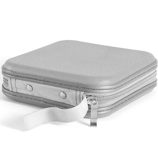 40 Capacity Cd Case, Hard Plastic Dvd Case Portable Zipper Cd Case Silver