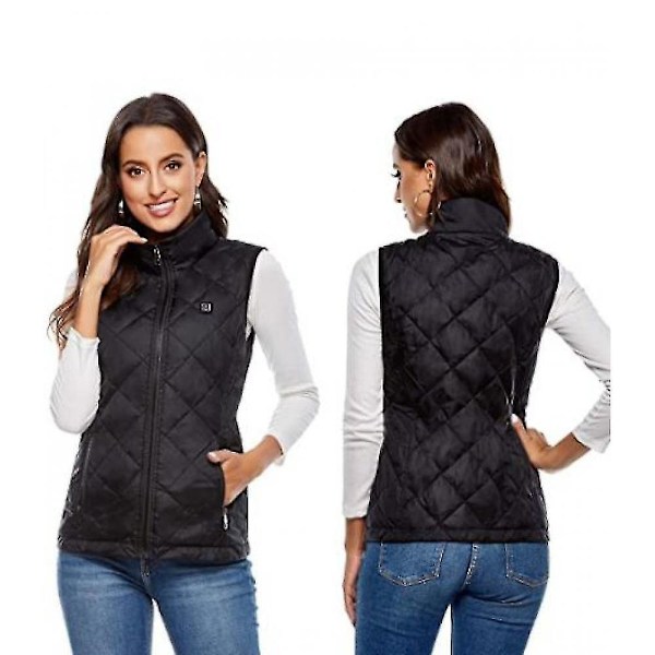 Women's Heated Vest With 4 Heating Zones, Neck Heating Jacket black 2XL