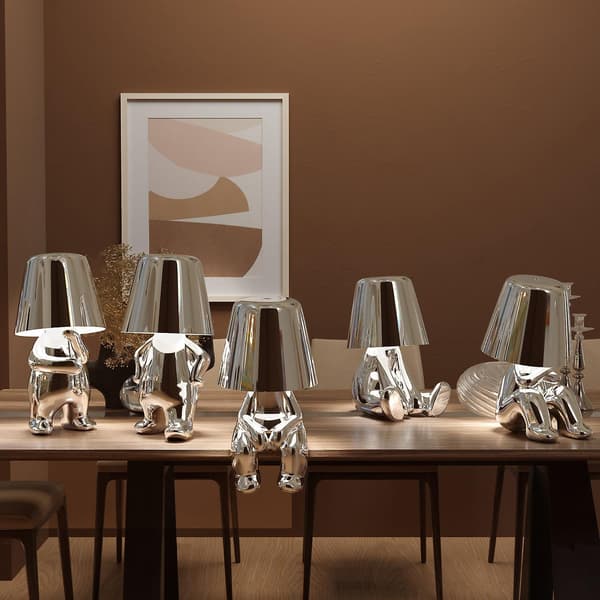 Little Golden Man Led Table Lamp Touch Control Dimmable Creative Iron Resin Desk Light Bedside Lamp Light Silver Mr WHEN