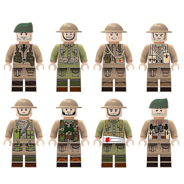 Militær Byggeklods Minifigur Soldat Soldat Dukke Model Byggeklods 8 stk