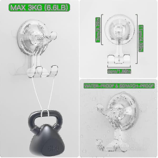 Shower Suction Hooks, 2 Pack Suction Hooks Removable And Reusable Razor Hoo