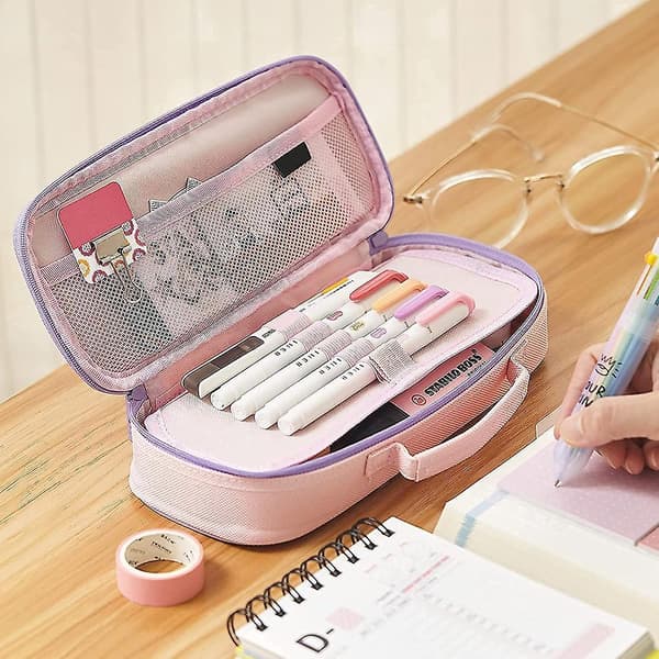 Cute Pencil Case Capacity Portable Multifunction Pen Bag pink