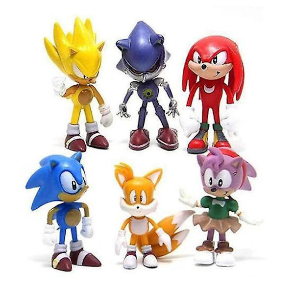 6kpl Sonic The Hedgehog -hahmoja Pöytämalli Lelu Lentävä Hiiri Nukke Auto Lasten Lelu Koriste-esineet