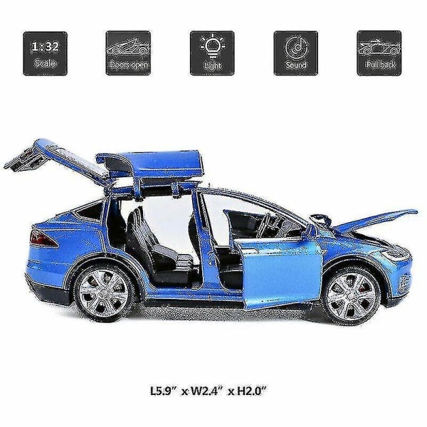 1:32 Tesla Model X 90d Suv Model Car Kids Gift Blue