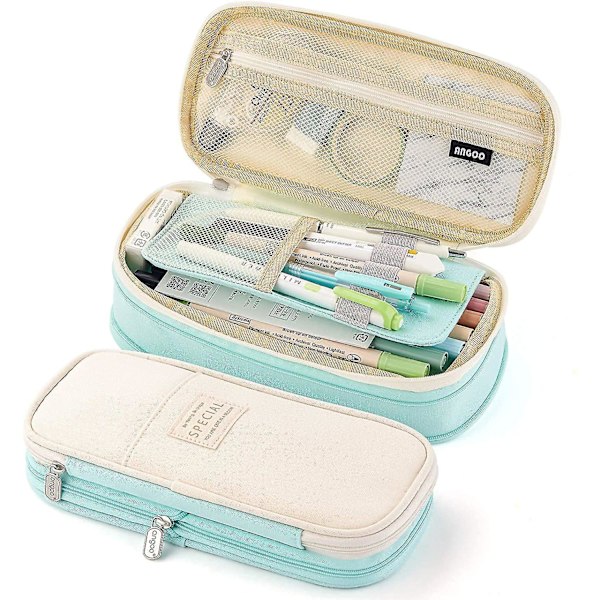 Pencil Case Large Pen Case Office College Large Storage Bag Storage Bag Storage Box Student (cyan)